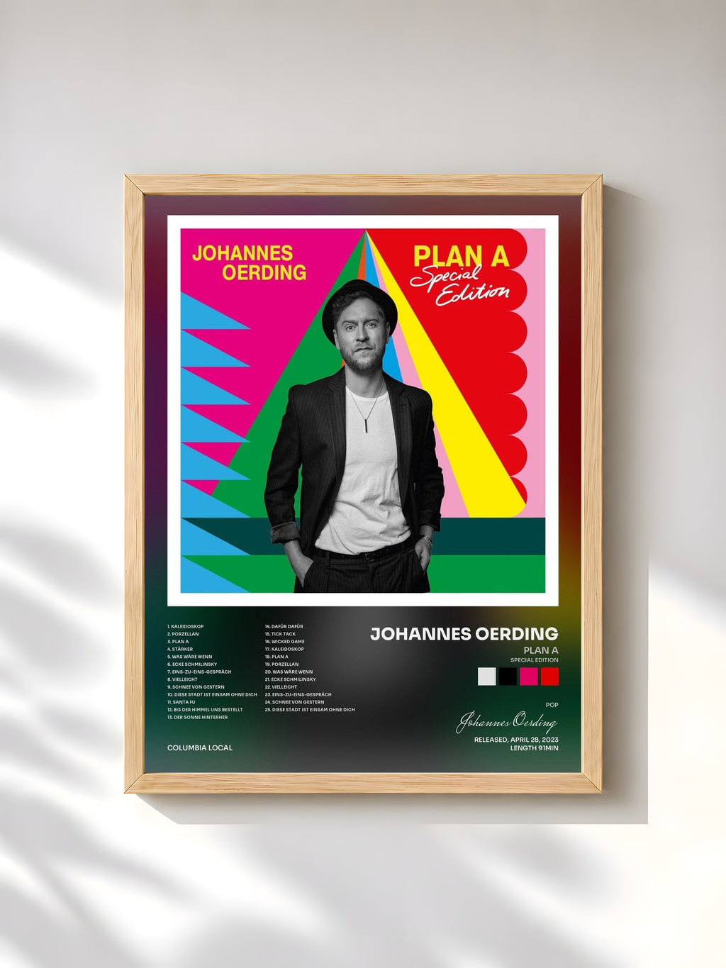 #bois Tableau de l'album Plan A (Special Edition) de Johannes Oerding, cadre en bois brut, imprimé et encadré en France