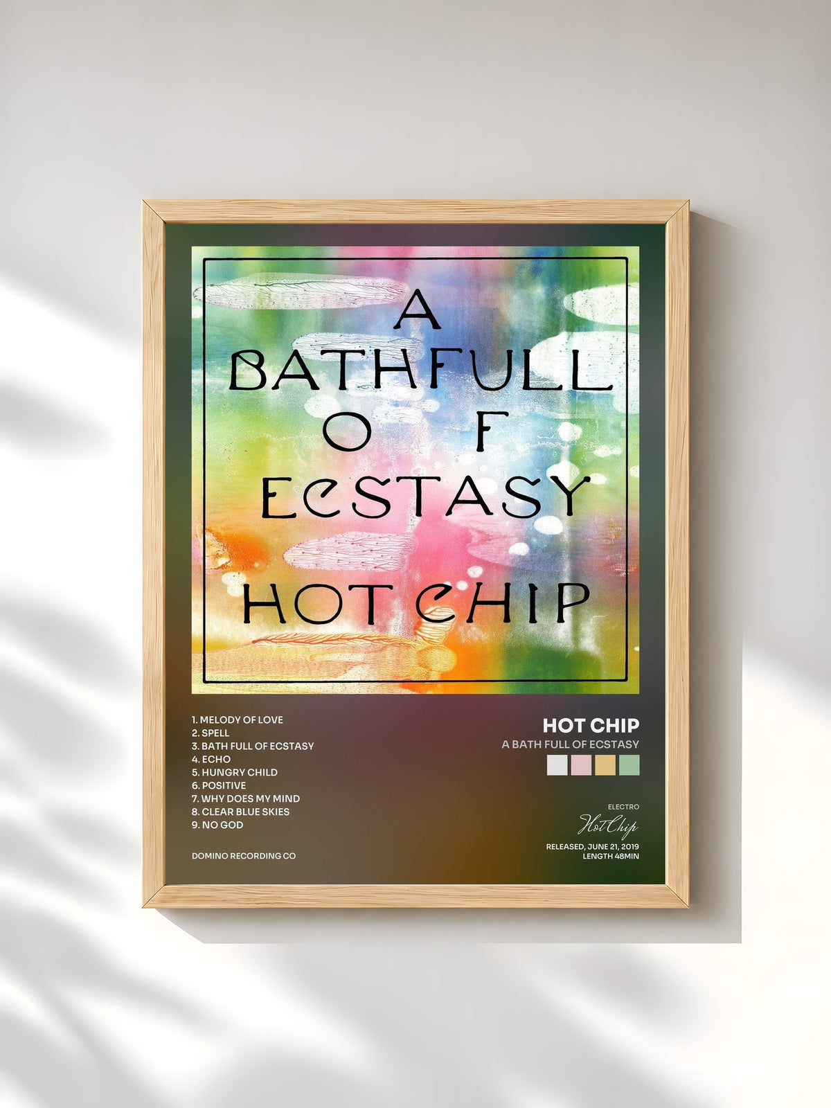 #bois Tableau de l'album A Bath Full of Ecstasy de Hot Chip, cadre en bois brut, imprimé et encadré en France
