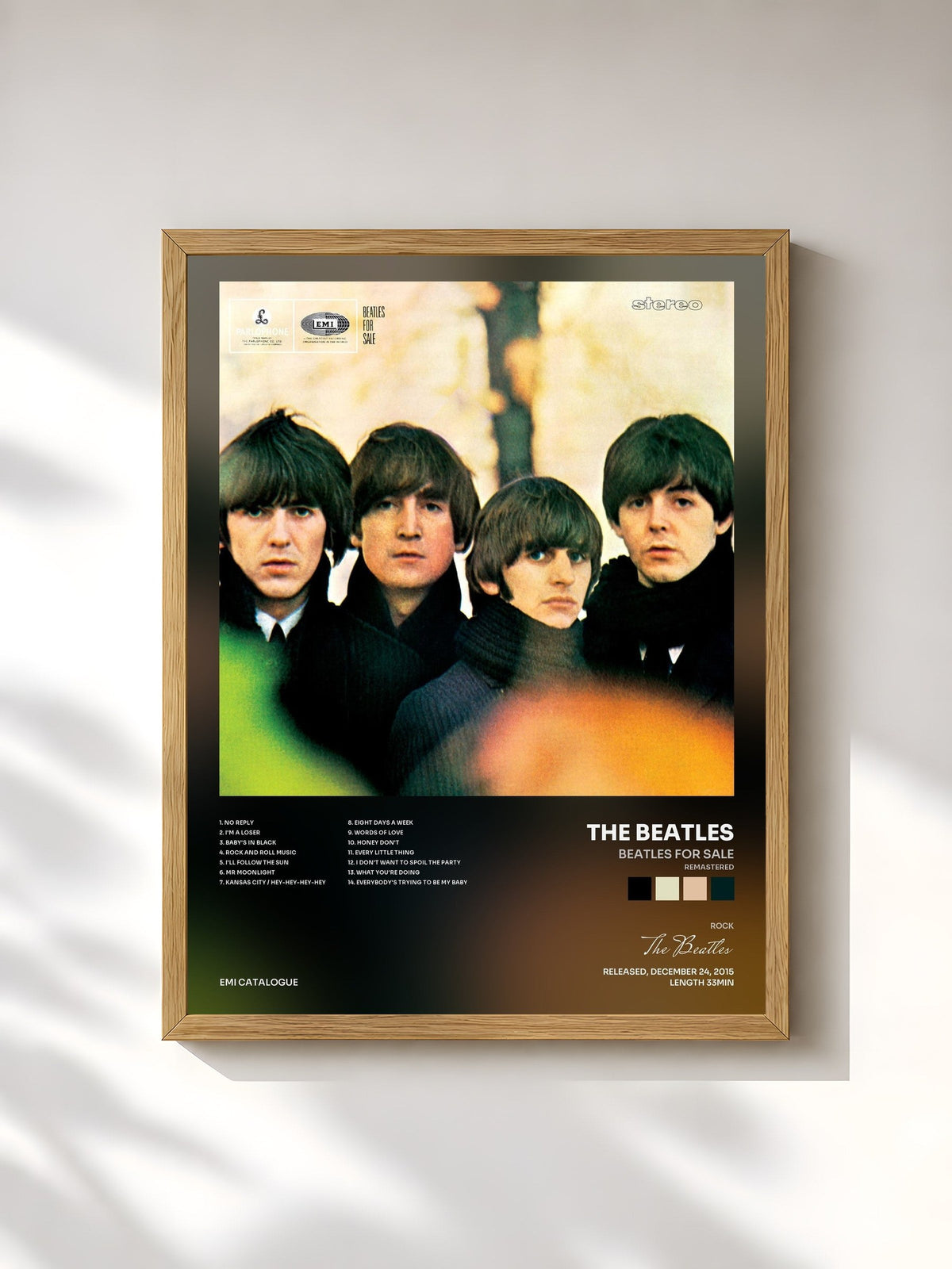 #bois Tableau de l'album Beatles For Sale (Remastered) de The Beatles, cadre en bois brut, imprimé et encadré en France