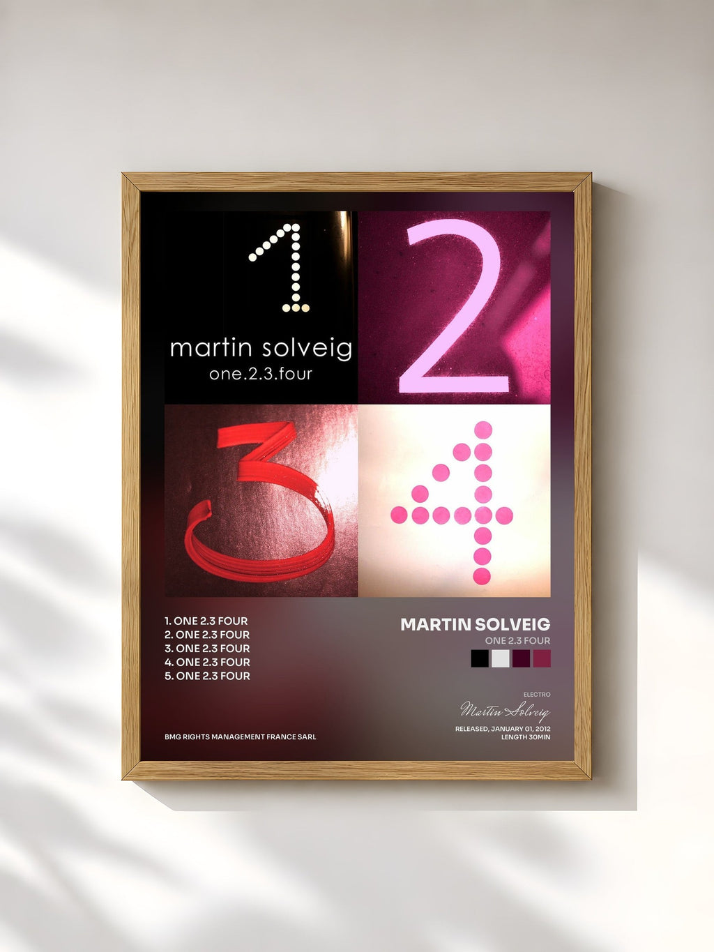 #bois Tableau de l'album One 2.3 Four de Martin Solveig, cadre en bois brut, imprimé et encadré en France