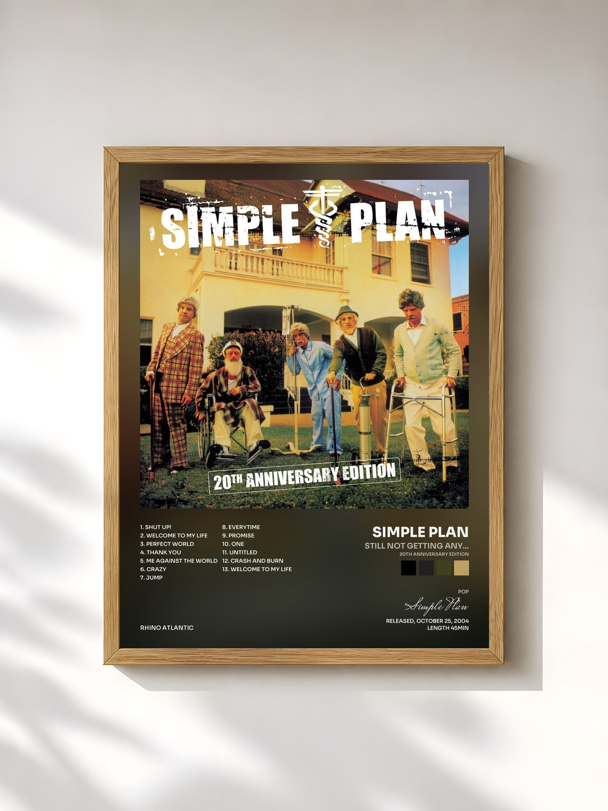 #bois Tableau de l'album Still Not Getting Any... (20th Anniversary Edition) de Simple Plan, cadre en bois brut, imprimé et encadré en France