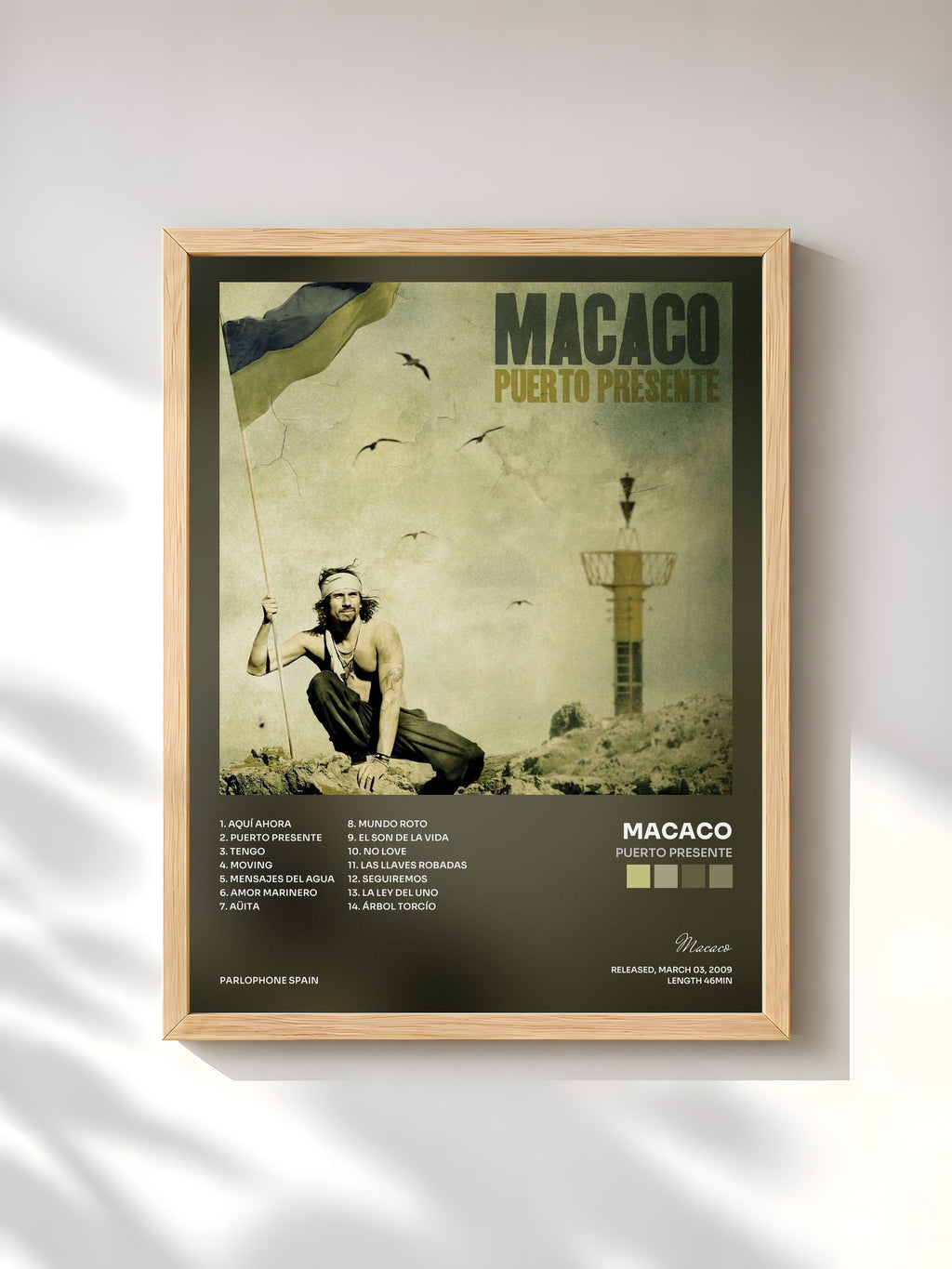 #bois Tableau de l'album Puerto Presente de Macaco, cadre en bois brut, imprimé et encadré en France