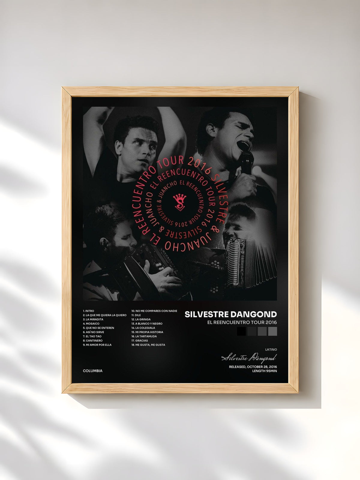 #bois Tableau de l'album El Reencuentro Tour 2016 de Silvestre Dangond, cadre en bois brut, imprimé et encadré en France