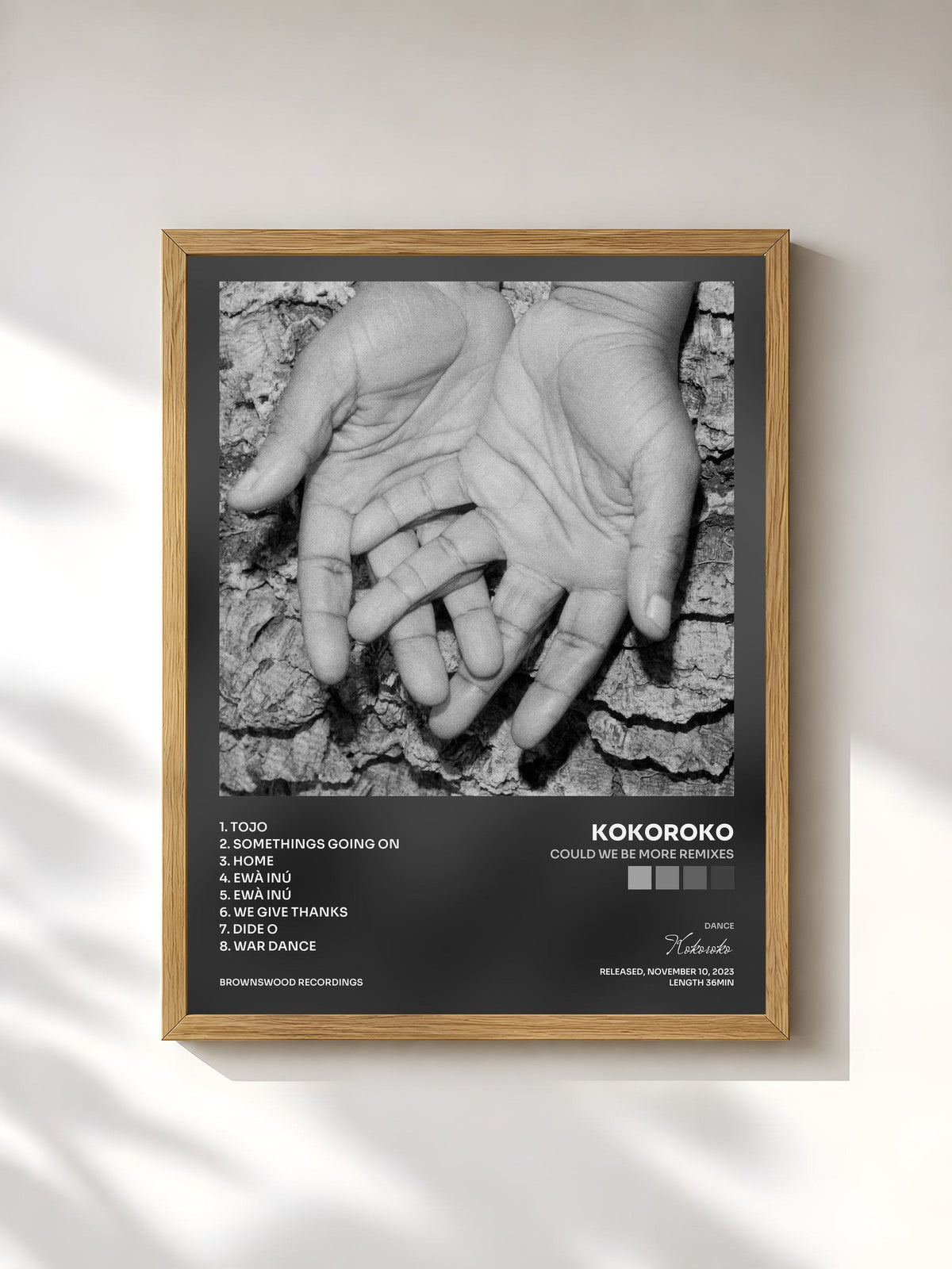 #bois Tableau de l'album Could We Be More Remixes de Kokoroko, cadre en bois brut, imprimé et encadré en France