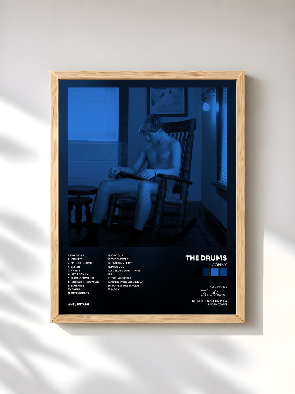 #bois Tableau de l'album Jonny de The Drums, cadre en bois brut, imprimé et encadré en France