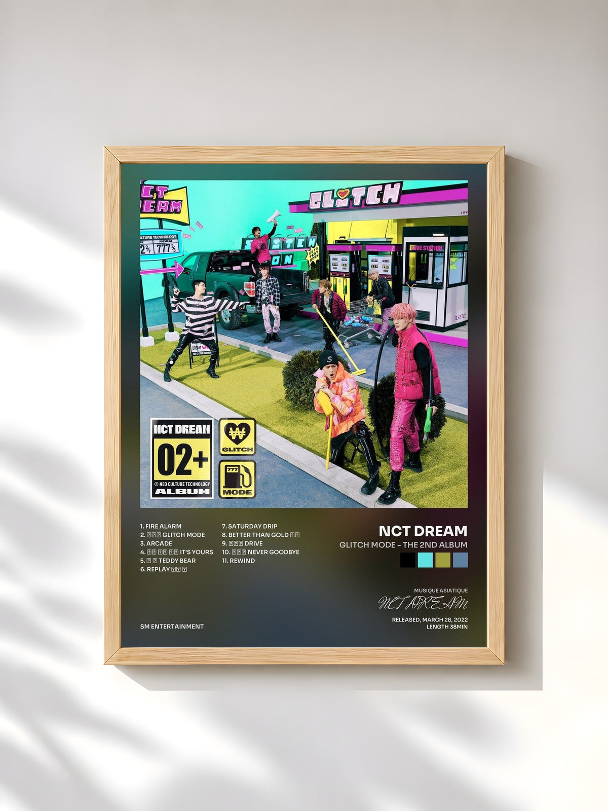 #bois Tableau de l'album Glitch Mode - The 2nd Album de NCT DREAM, cadre en bois brut, imprimé et encadré en France