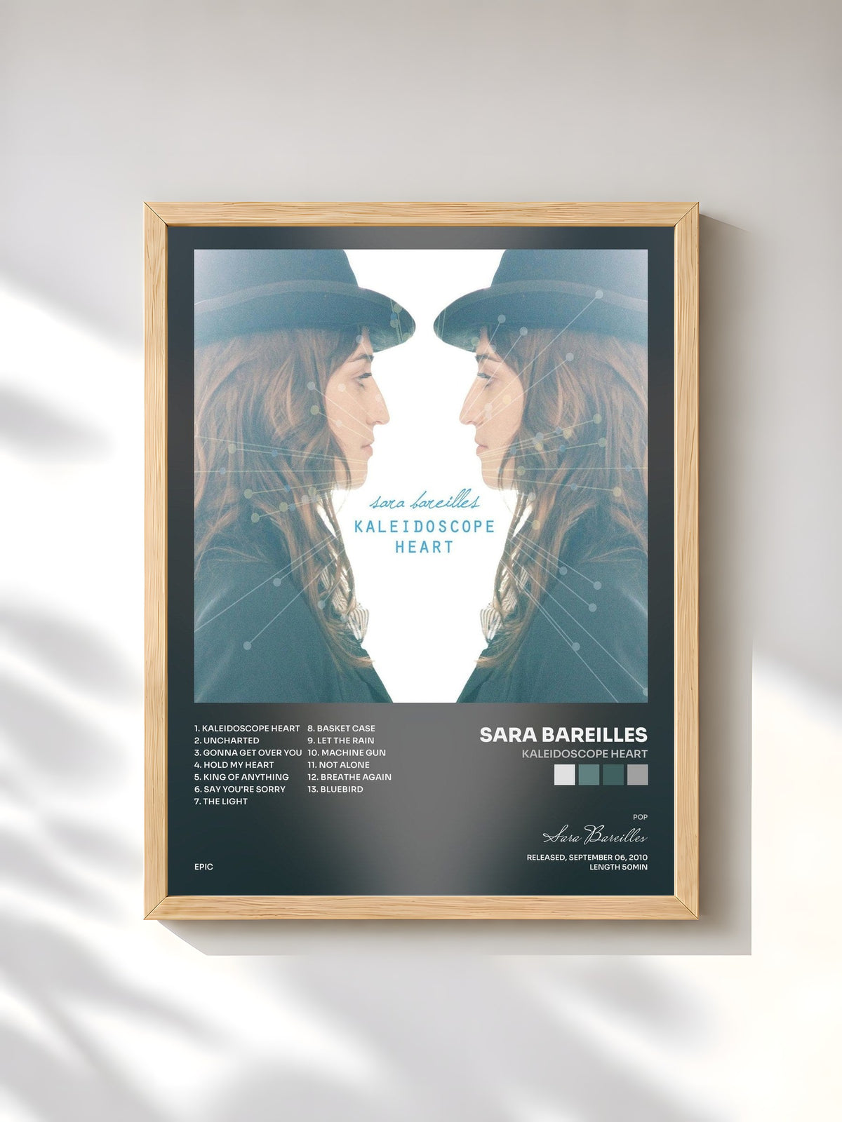 #bois Tableau de l'album Kaleidoscope Heart de Sara Bareilles, cadre en bois brut, imprimé et encadré en France