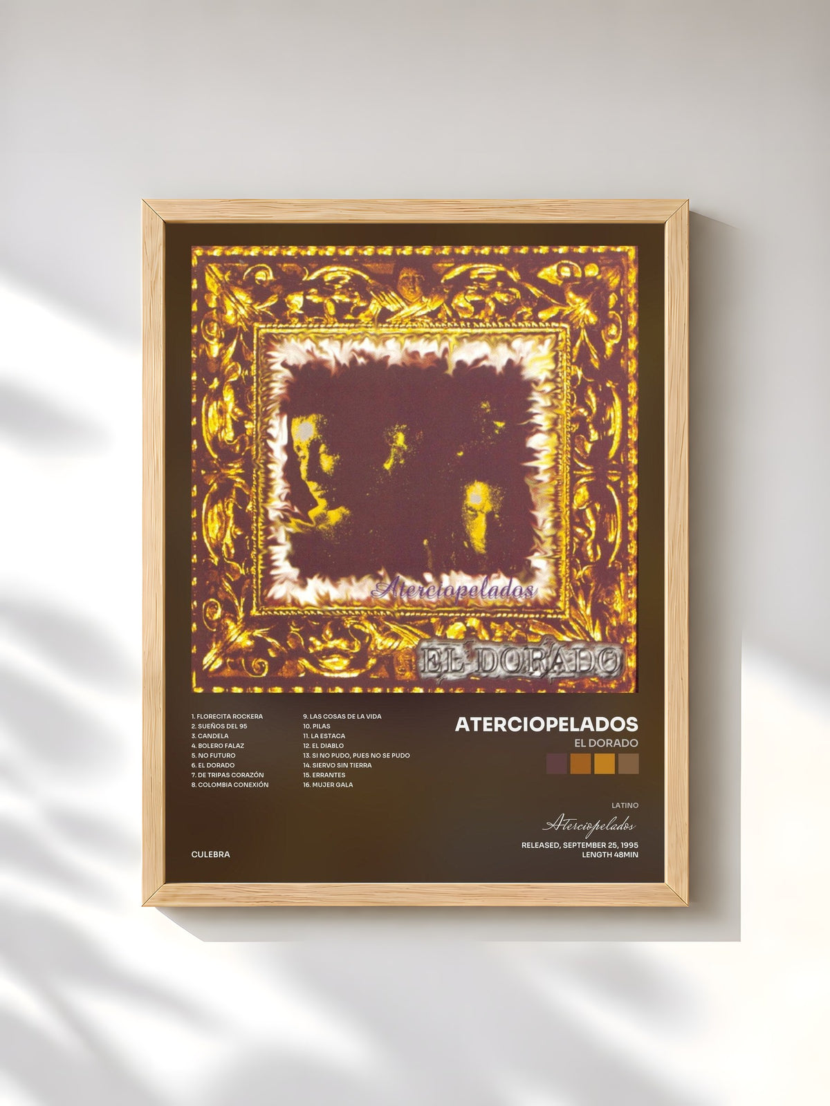 #bois Tableau de l'album El Dorado de Aterciopelados, cadre en bois brut, imprimé et encadré en France
