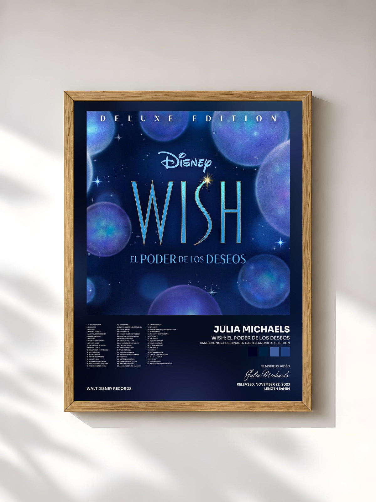 #bois Tableau de l'album Wish: El Poder de los Deseos (Banda Sonora Original en Castellano/Deluxe Edition) de Julia Michaels, cadre en bois brut, imprimé et encadré en France
