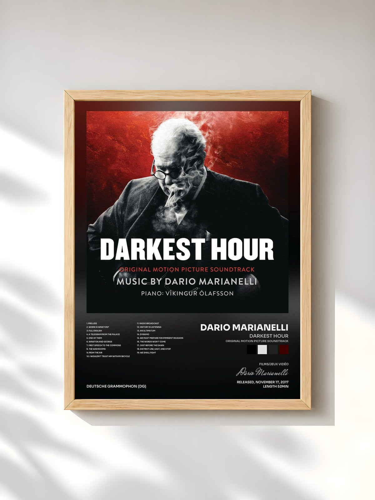 #bois Tableau de l'album Darkest Hour (Original Motion Picture Soundtrack) de Dario Marianelli, cadre en bois brut, imprimé et encadré en France