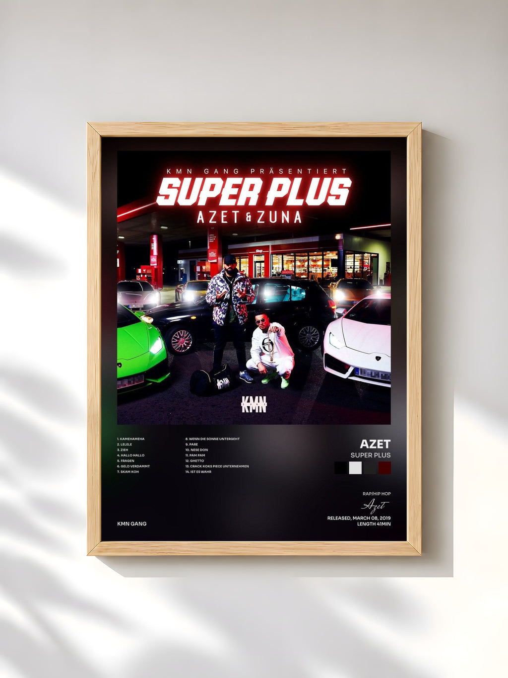 #bois Tableau de l'album Super Plus de Azet, cadre en bois brut, imprimé et encadré en France