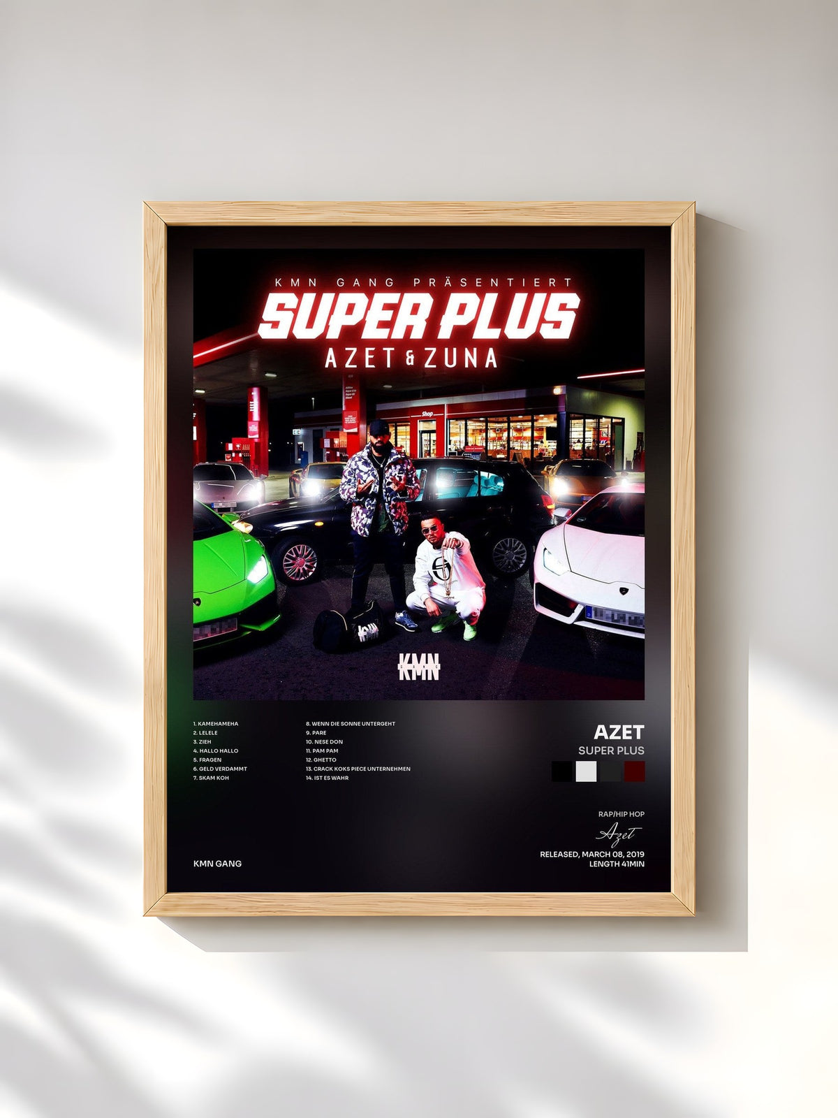 #bois Tableau de l'album Super Plus de Azet, cadre en bois brut, imprimé et encadré en France