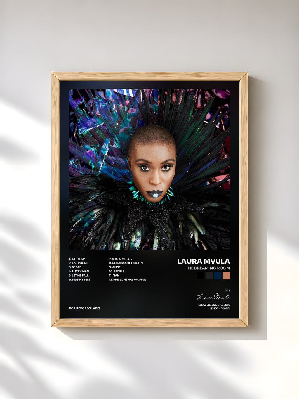 #bois Tableau de l'album The Dreaming Room de Laura Mvula, cadre en bois brut, imprimé et encadré en France