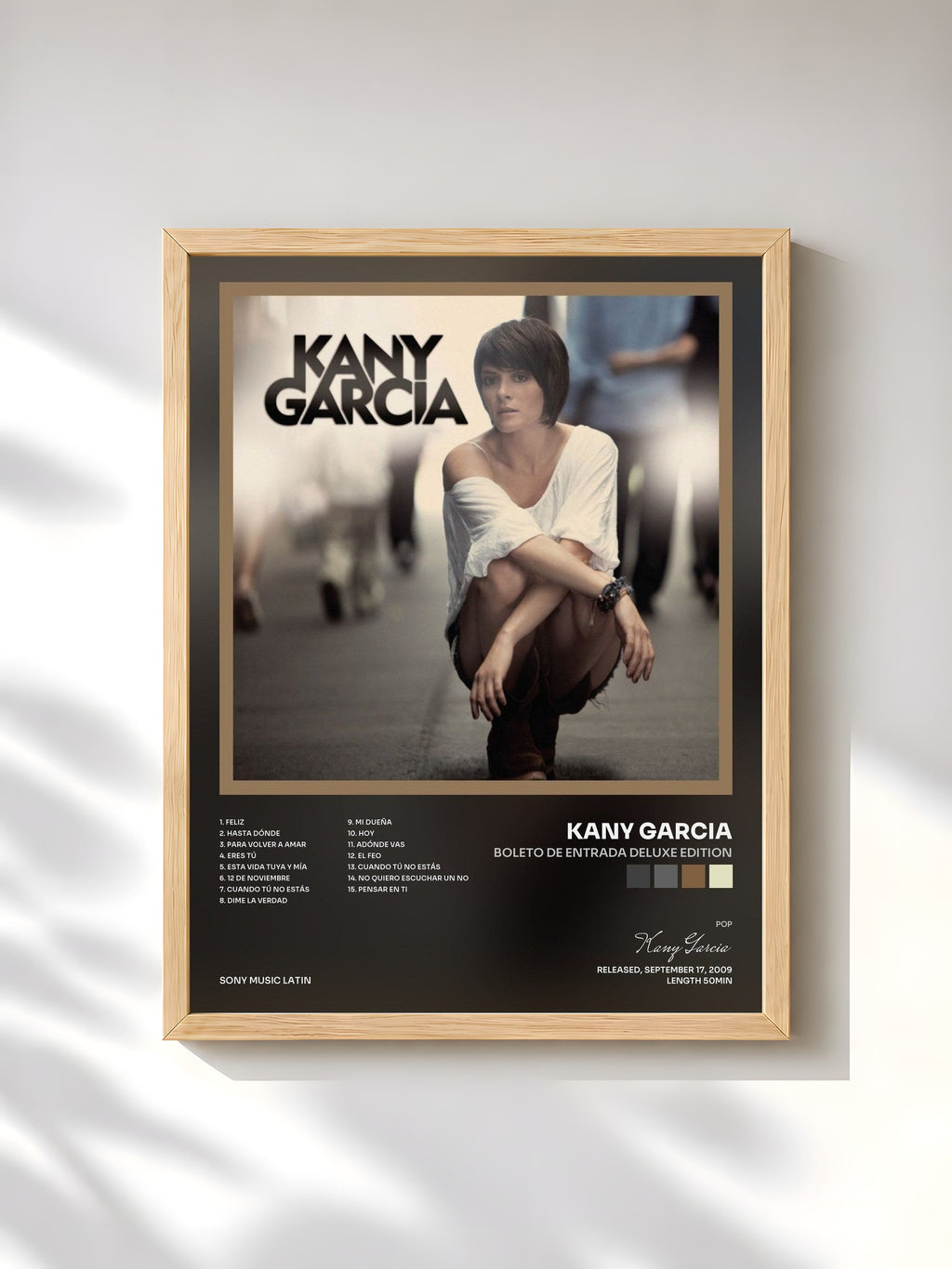 #bois Tableau de l'album Boleto De Entrada Deluxe Edition de Kany Garcia, cadre en bois brut, imprimé et encadré en France
