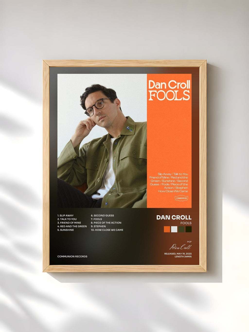 #bois Tableau de l'album Fools de Dan Croll, cadre en bois brut, imprimé et encadré en France