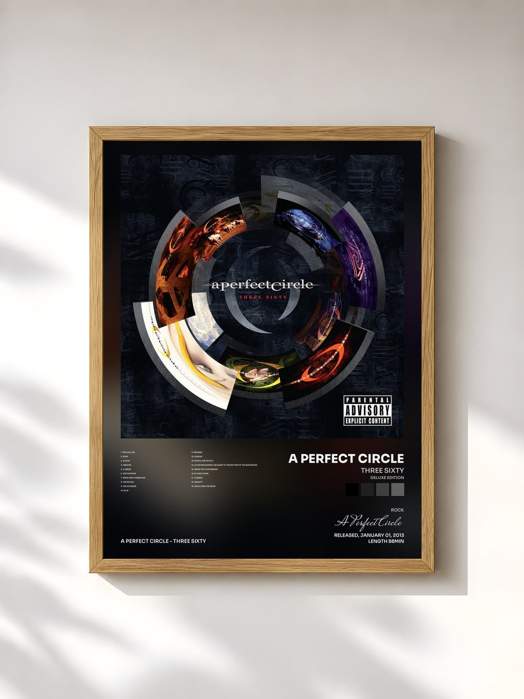 #bois Tableau de l'album Three Sixty (Deluxe Edition) de A Perfect Circle, cadre en bois brut, imprimé et encadré en France