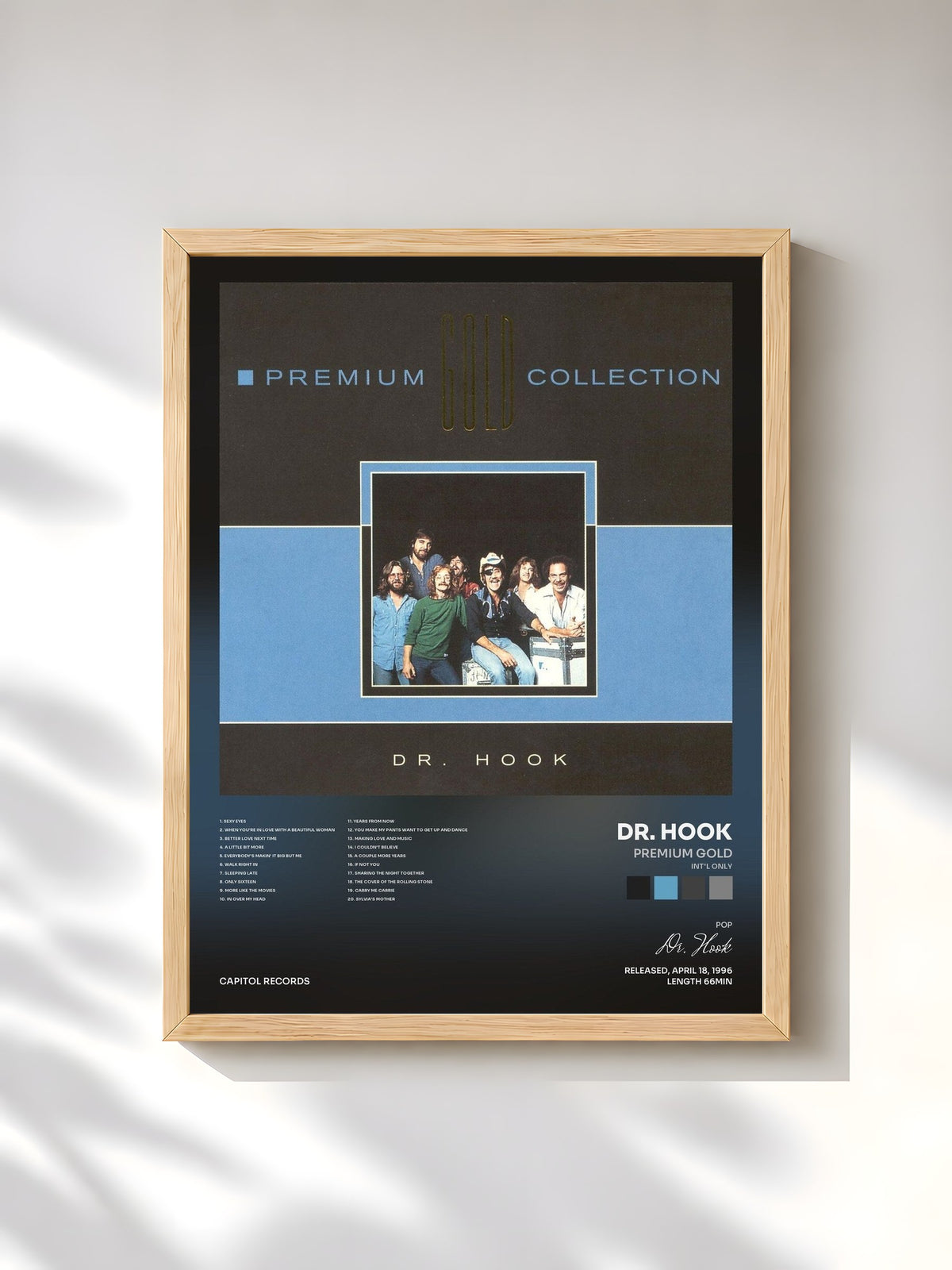 #bois Tableau de l'album Premium Gold (Int'l Only) de Dr. Hook, cadre en bois brut, imprimé et encadré en France