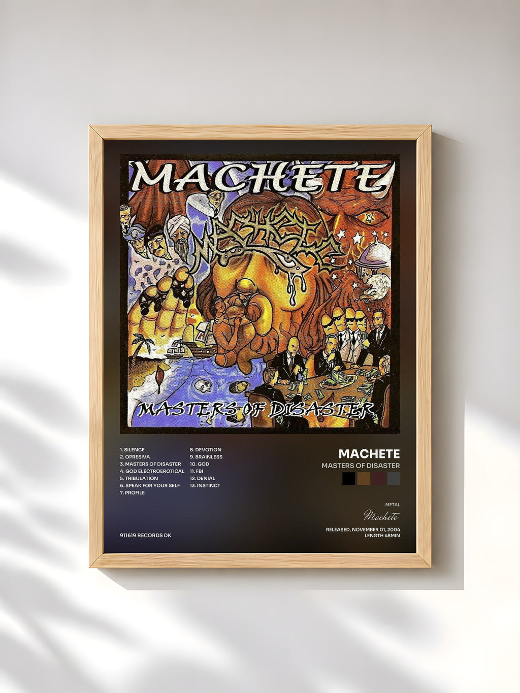 #bois Tableau de l'album Masters of Disaster de Machete, cadre en bois brut, imprimé et encadré en France