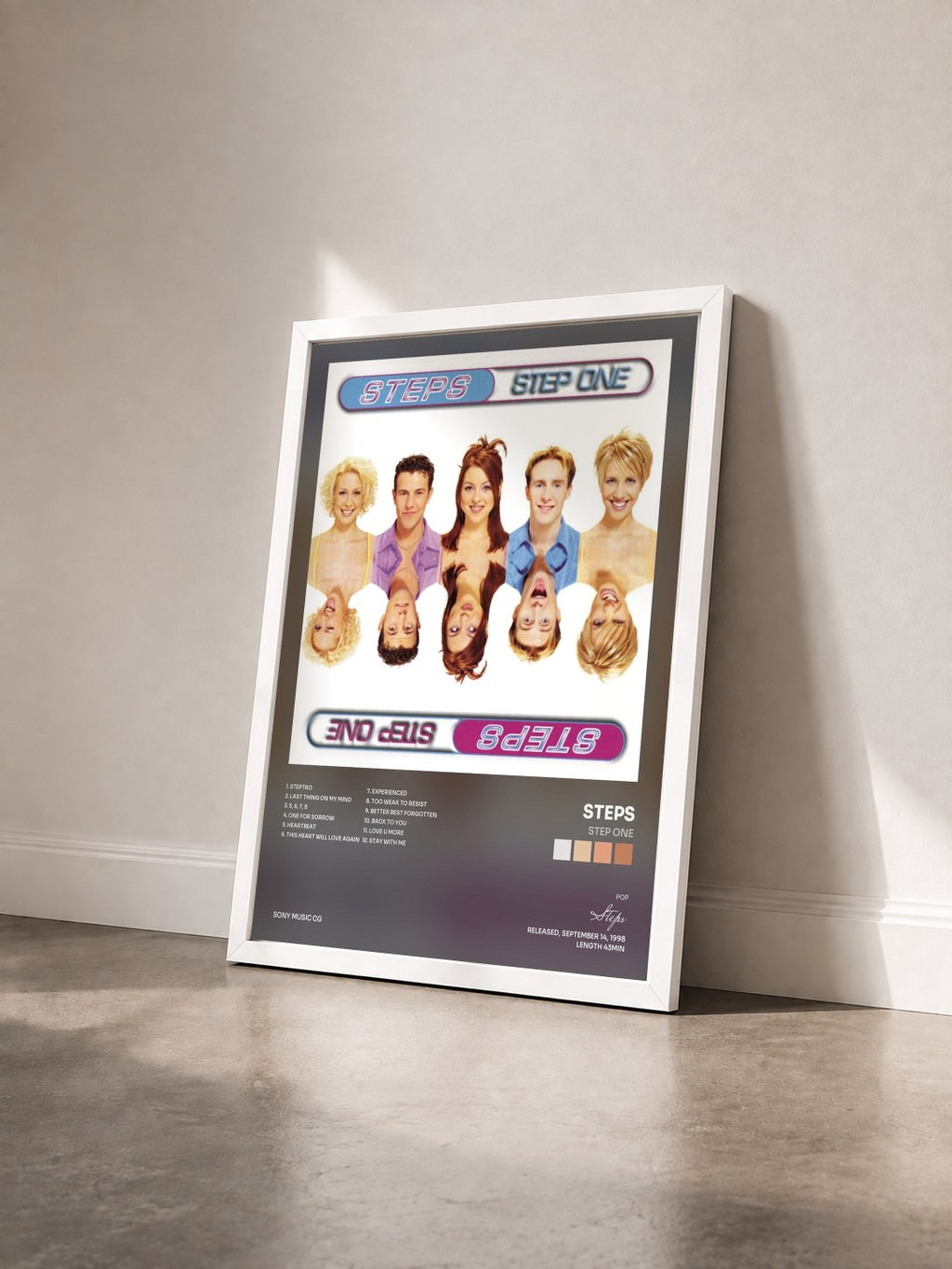 #blanc Tableau de l'album Step One de Steps vu de trois quarts, cadre blanc