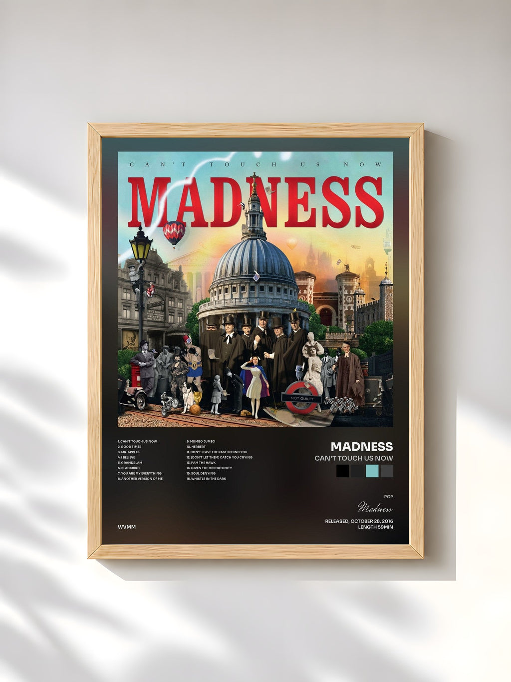 #bois Tableau de l'album Can't Touch Us Now de Madness, cadre en bois brut, imprimé et encadré en France