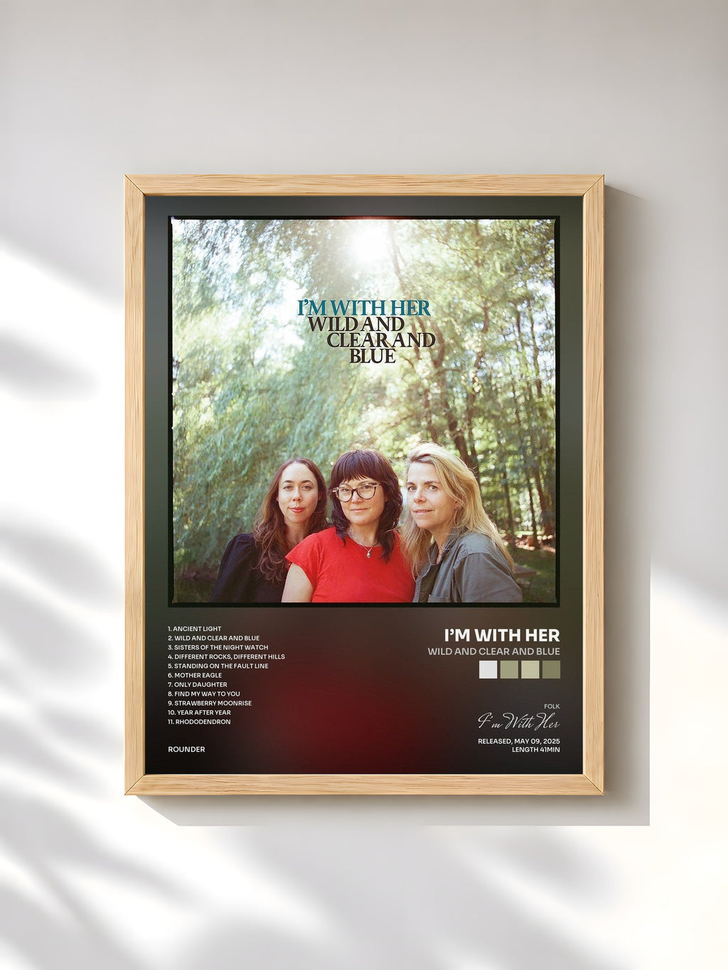 #bois Tableau de l'album Wild and Clear and Blue de I’m With Her, cadre en bois brut, imprimé et encadré en France