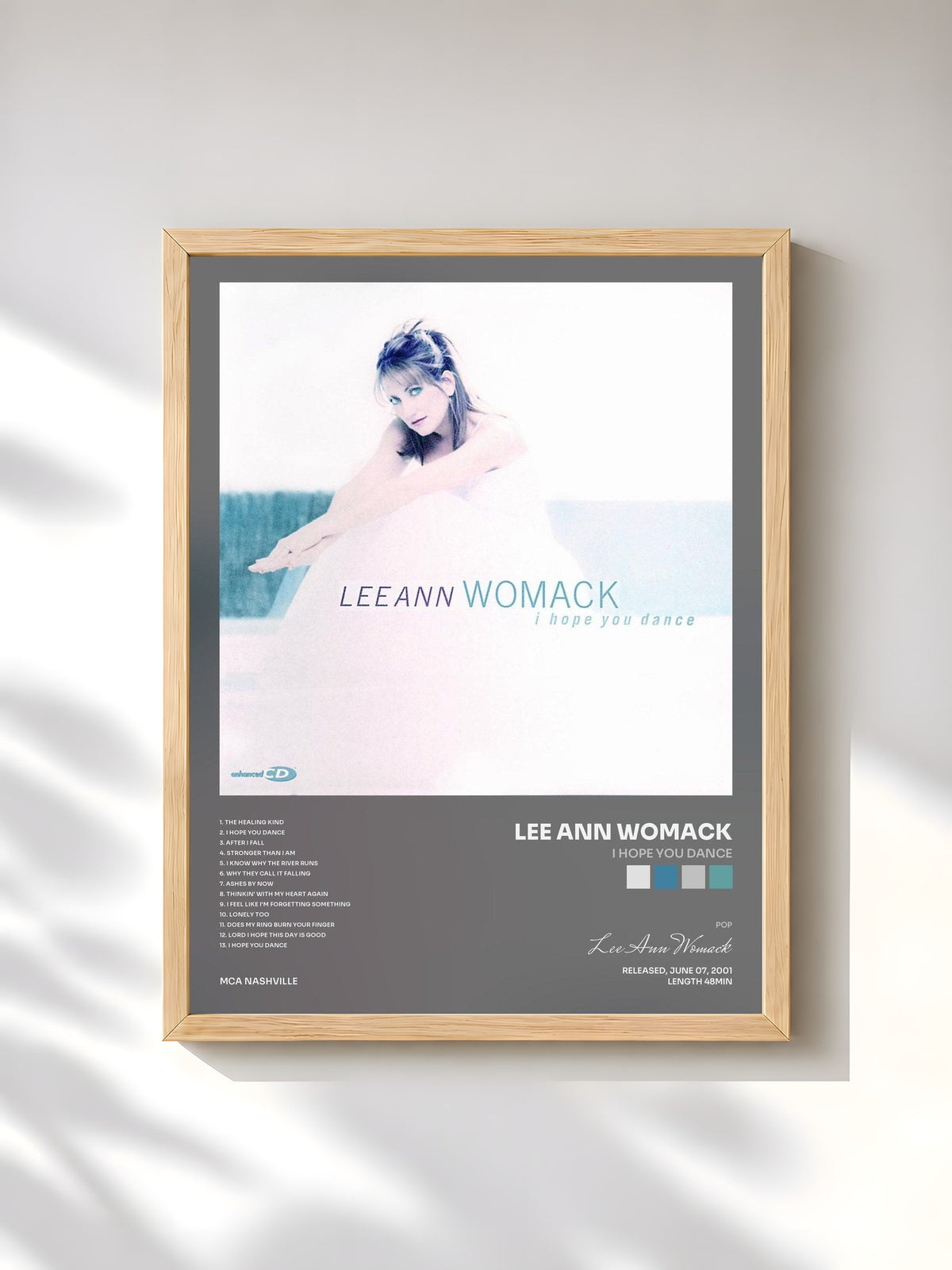 #bois Tableau de l'album I Hope You Dance de Lee Ann Womack, cadre en bois brut, imprimé et encadré en France