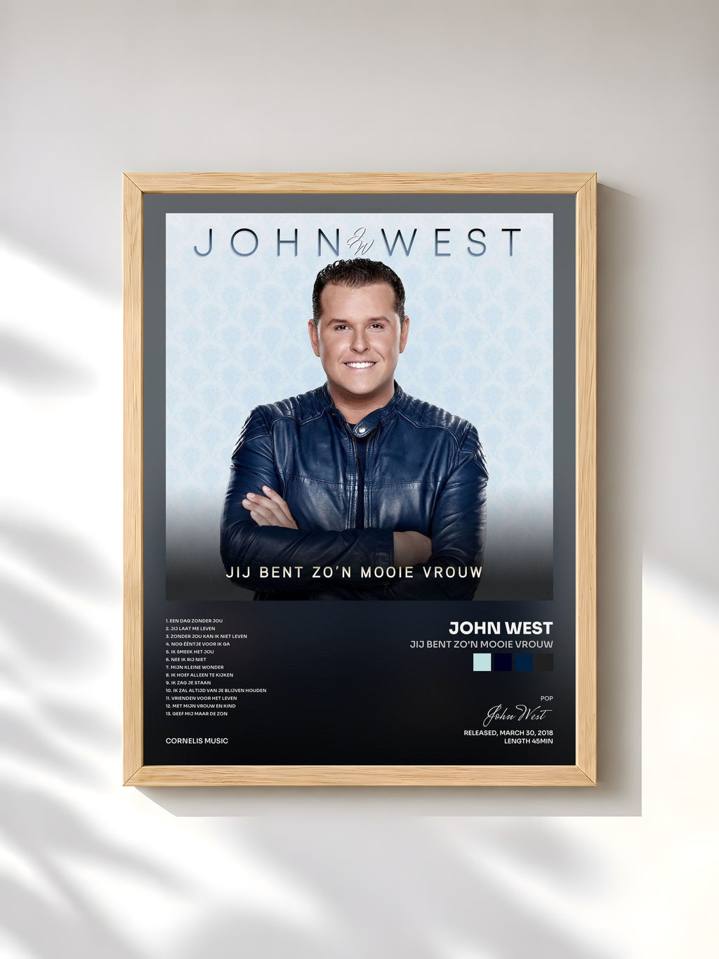 #bois Tableau de l'album Jij Bent Zo'n Mooie Vrouw de John West, cadre en bois brut, imprimé et encadré en France