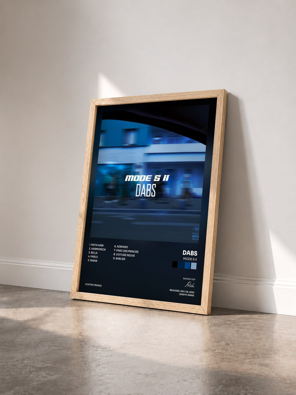 #bois Tableau de l'album Mode S II de Dabs vu de trois quarts, cadre en bois brut