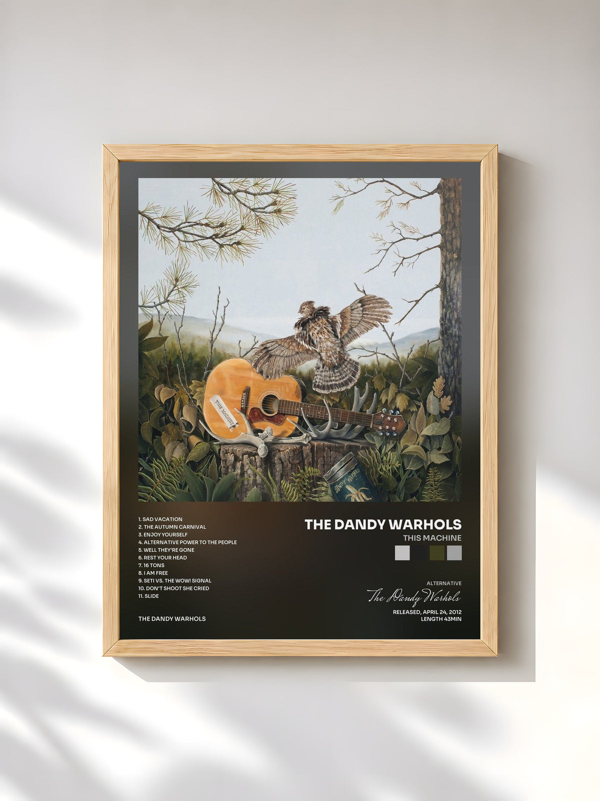 #bois Tableau de l'album This Machine de The Dandy Warhols, cadre en bois brut, imprimé et encadré en France