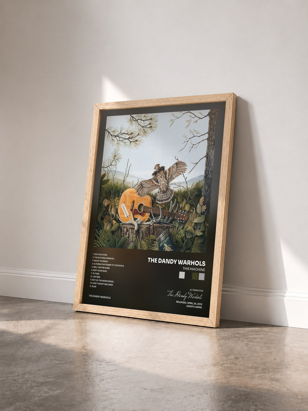 #bois Tableau de l'album This Machine de The Dandy Warhols vu de trois quarts, cadre en bois brut