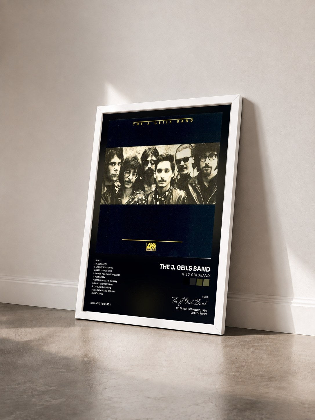 #blanc Tableau de l'album The J. Geils Band de The J. Geils Band vu de trois quarts, cadre blanc