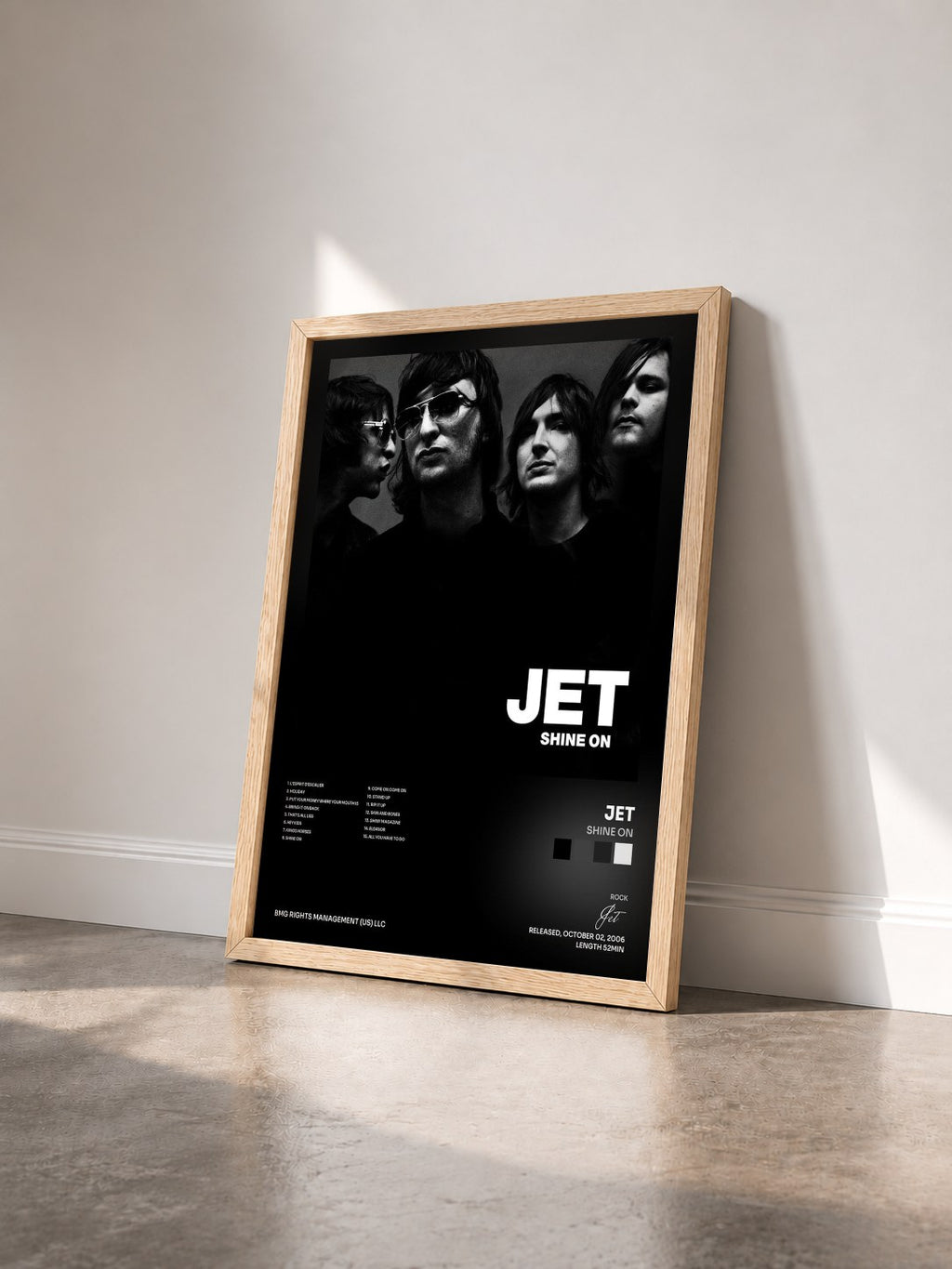 #bois Tableau de l'album Shine On de Jet vu de trois quarts, cadre en bois brut