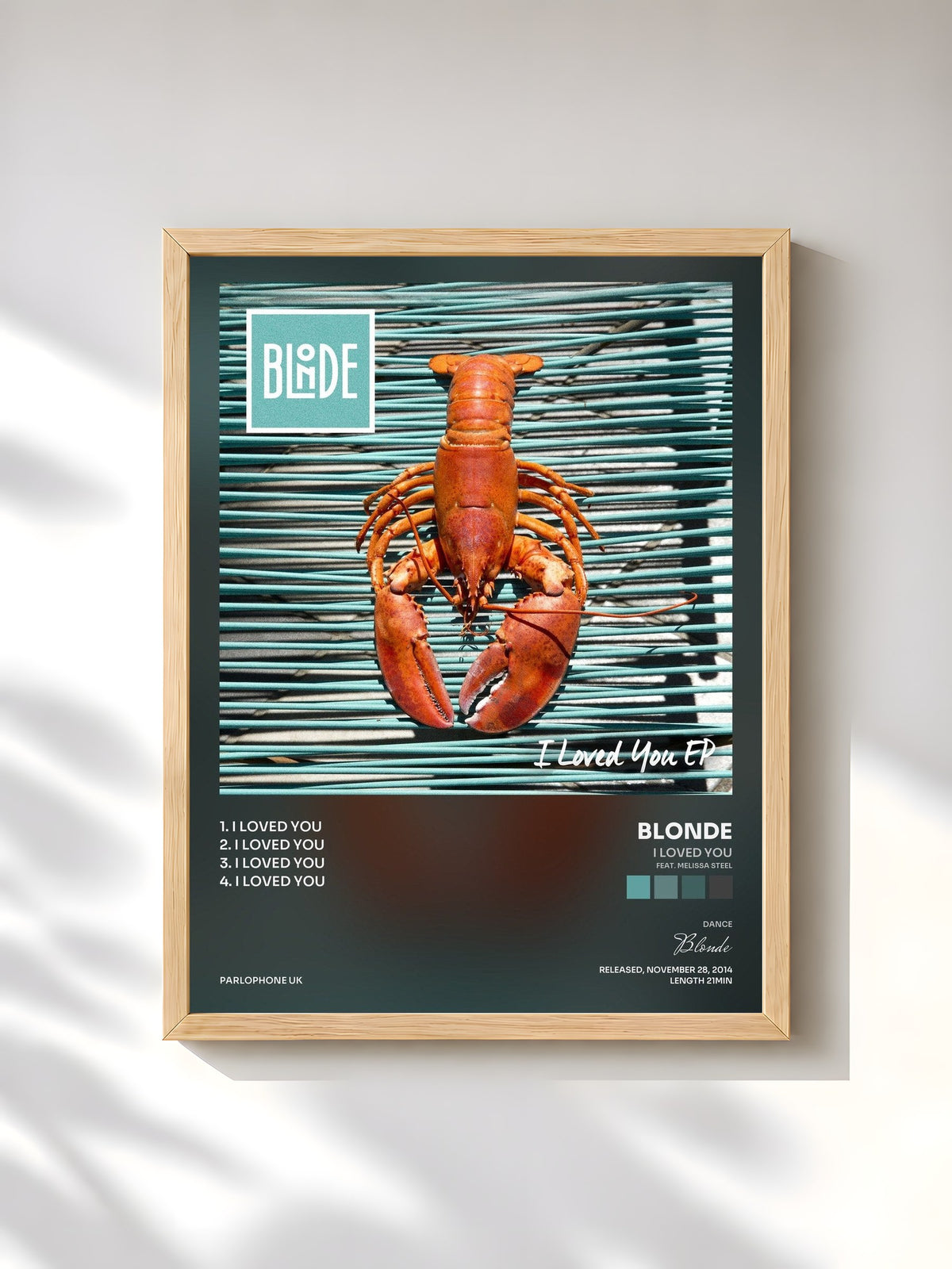 #bois Tableau de l'album I Loved You (feat. Melissa Steel) EP de Blonde, cadre en bois brut, imprimé et encadré en France
