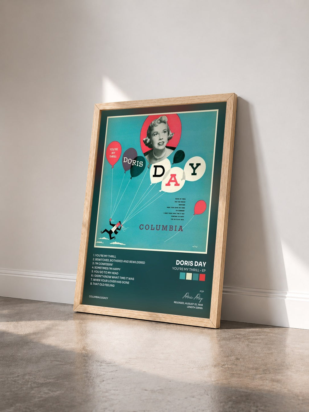 #bois Tableau de l'album You're My Thrill - EP de Doris Day vu de trois quarts, cadre en bois brut