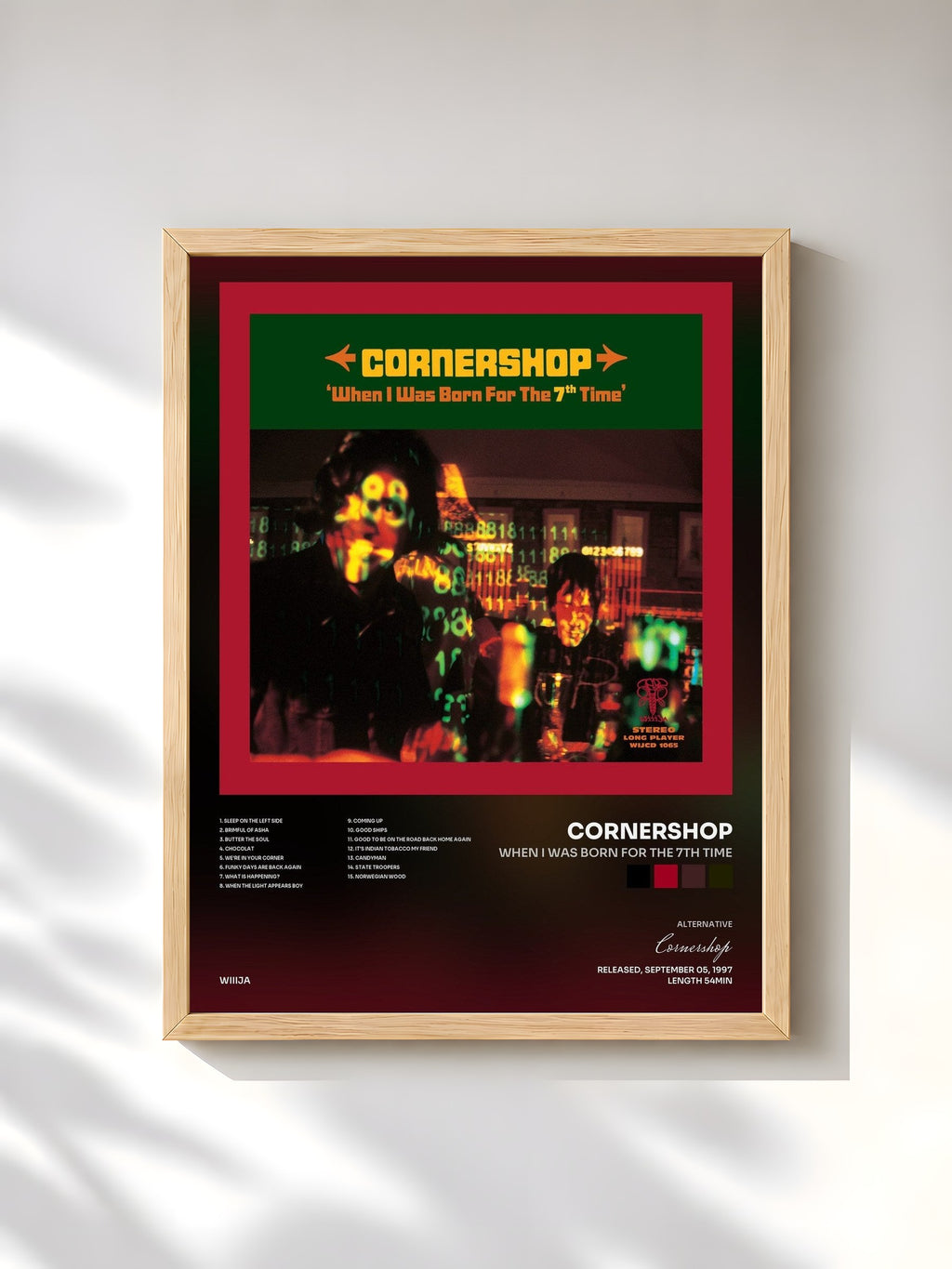 #bois Tableau de l'album When I Was Born for the 7th Time de Cornershop, cadre en bois brut, imprimé et encadré en France