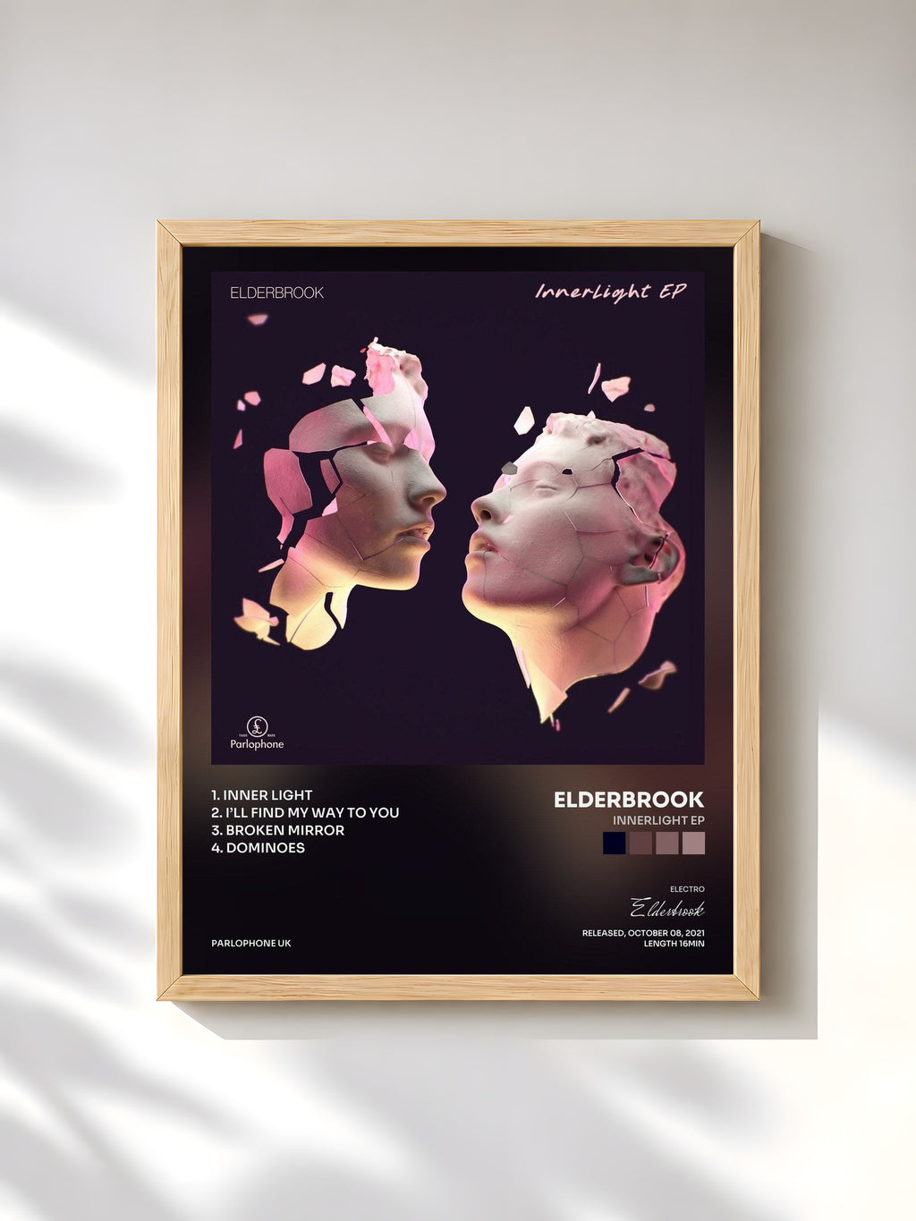 #bois Tableau de l'album Innerlight EP de Elderbrook, cadre en bois brut, imprimé et encadré en France