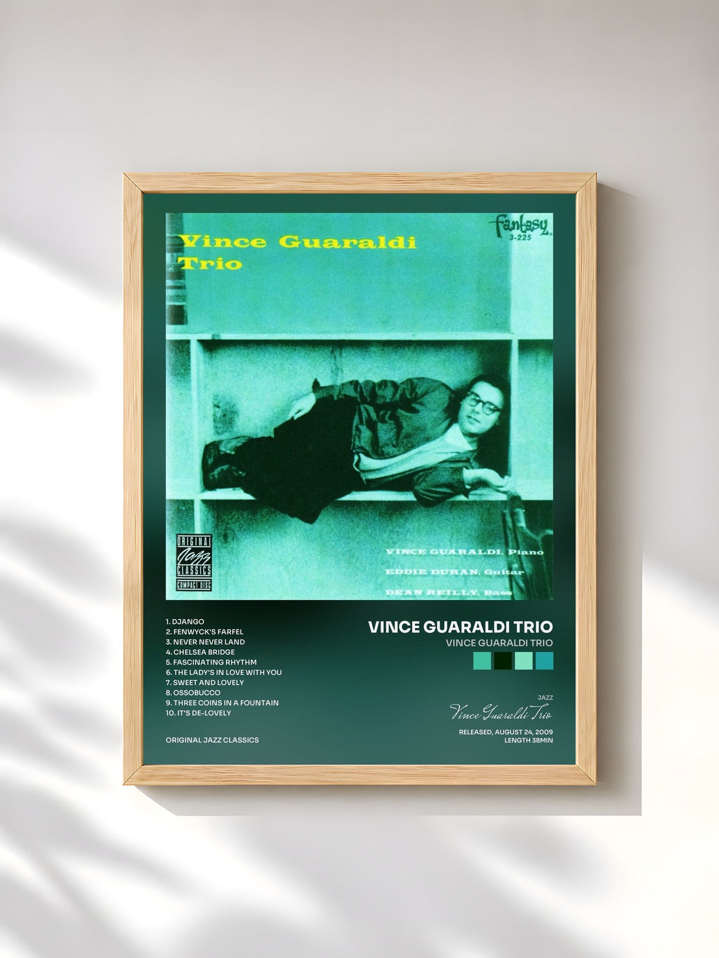 #bois Tableau de l'album Vince Guaraldi Trio de Vince Guaraldi Trio, cadre en bois brut, imprimé et encadré en France