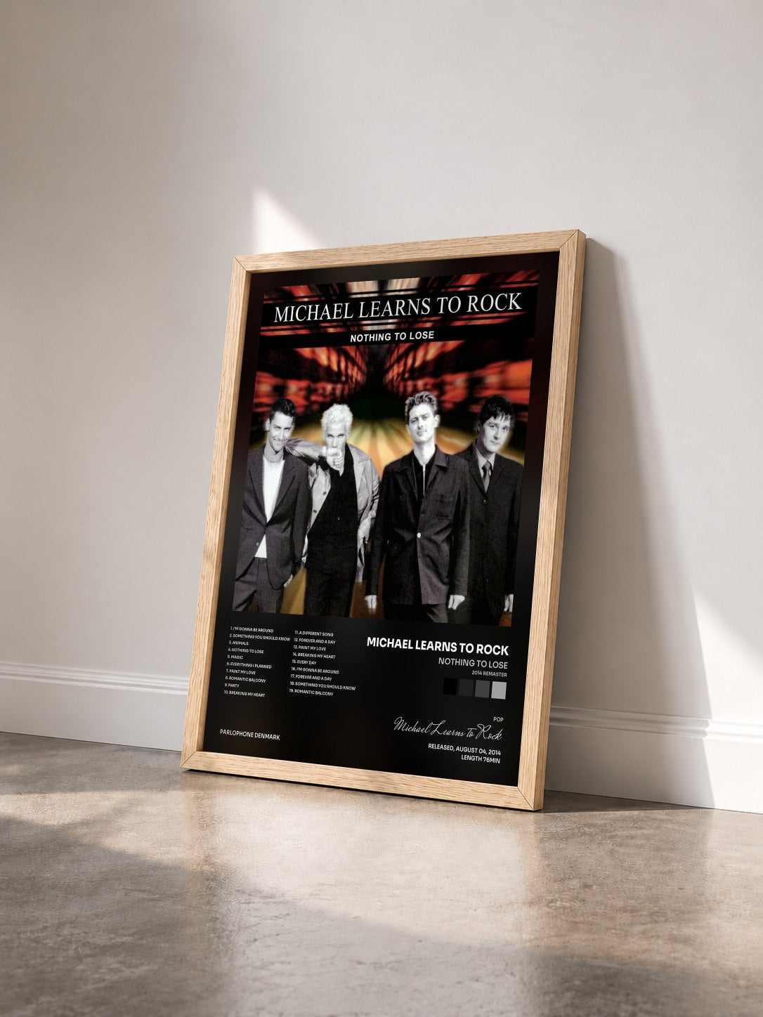 #bois Tableau de l'album Nothing to Lose (2014 Remaster) de Michael Learns to Rock vu de trois quarts, cadre en bois brut