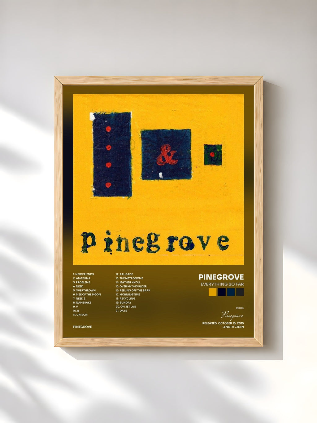 #bois Tableau de l'album Everything So Far de Pinegrove, cadre en bois brut, imprimé et encadré en France