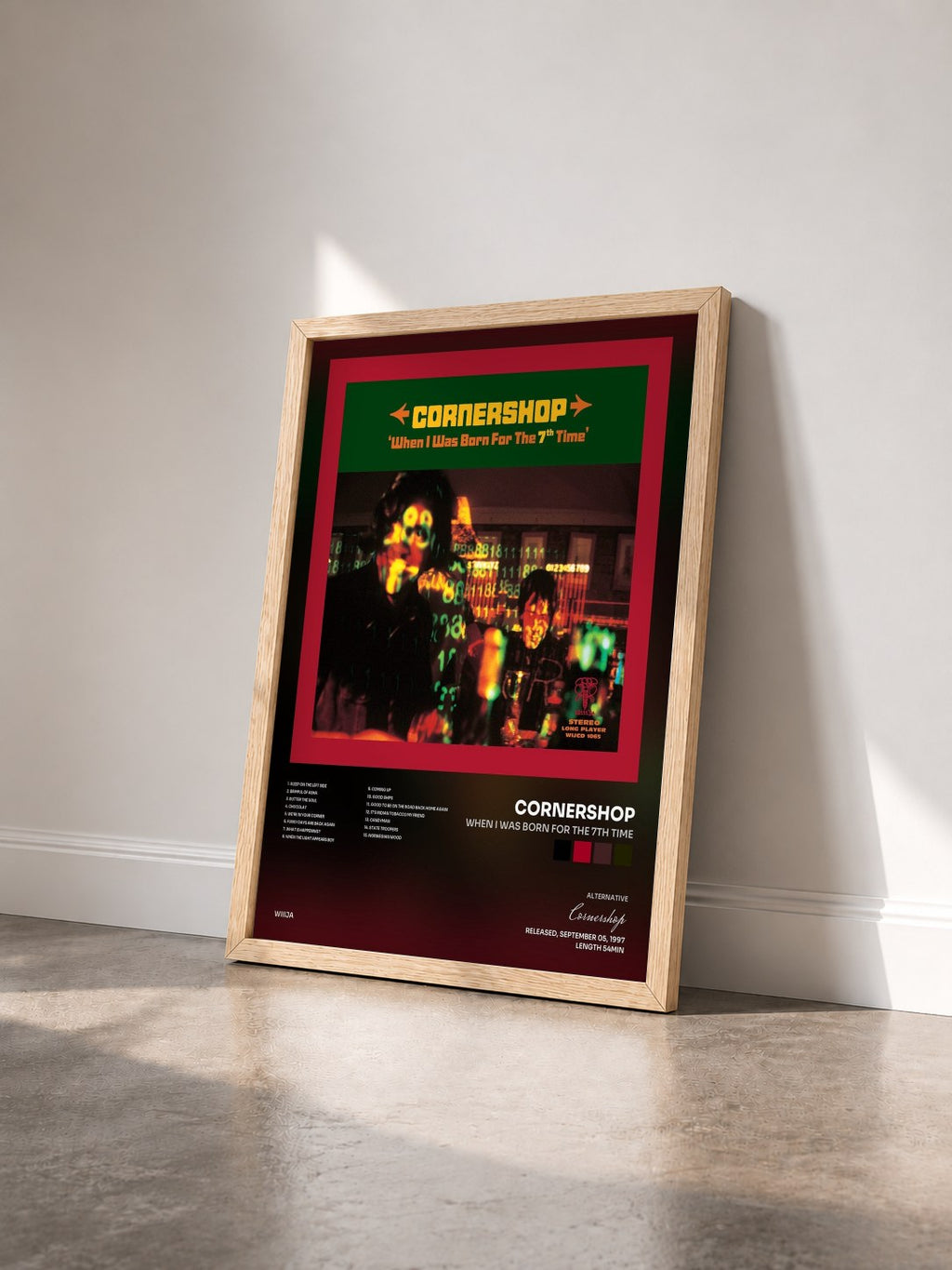 #bois Tableau de l'album When I Was Born for the 7th Time de Cornershop vu de trois quarts, cadre en bois brut