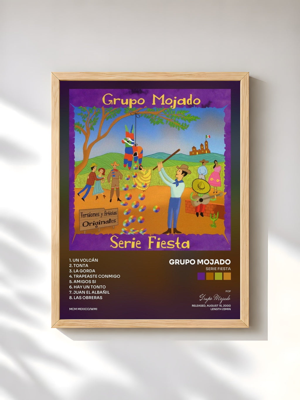 #bois Tableau de l'album Serie Fiesta de Grupo Mojado, cadre en bois brut, imprimé et encadré en France