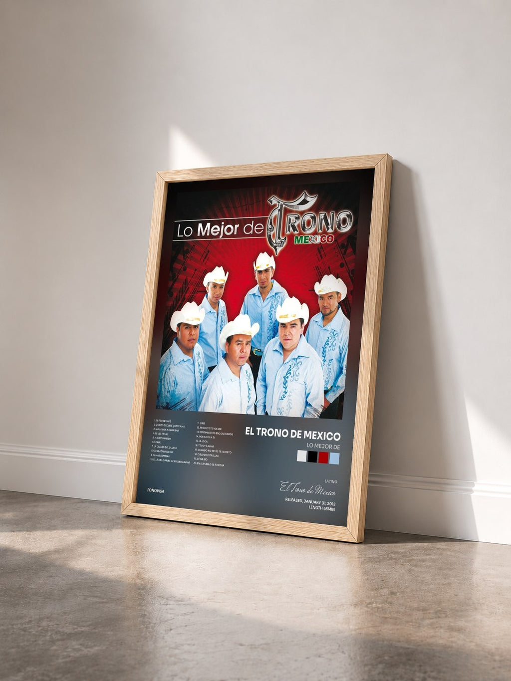 #bois Tableau de l'album Lo Mejor De de El Trono de Mexico vu de trois quarts, cadre en bois brut