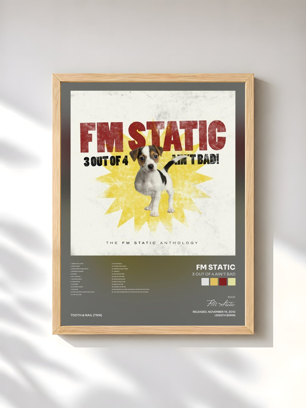 #bois Tableau de l'album 3 Out Of 4 Ain't Bad de FM Static, cadre en bois brut, imprimé et encadré en France