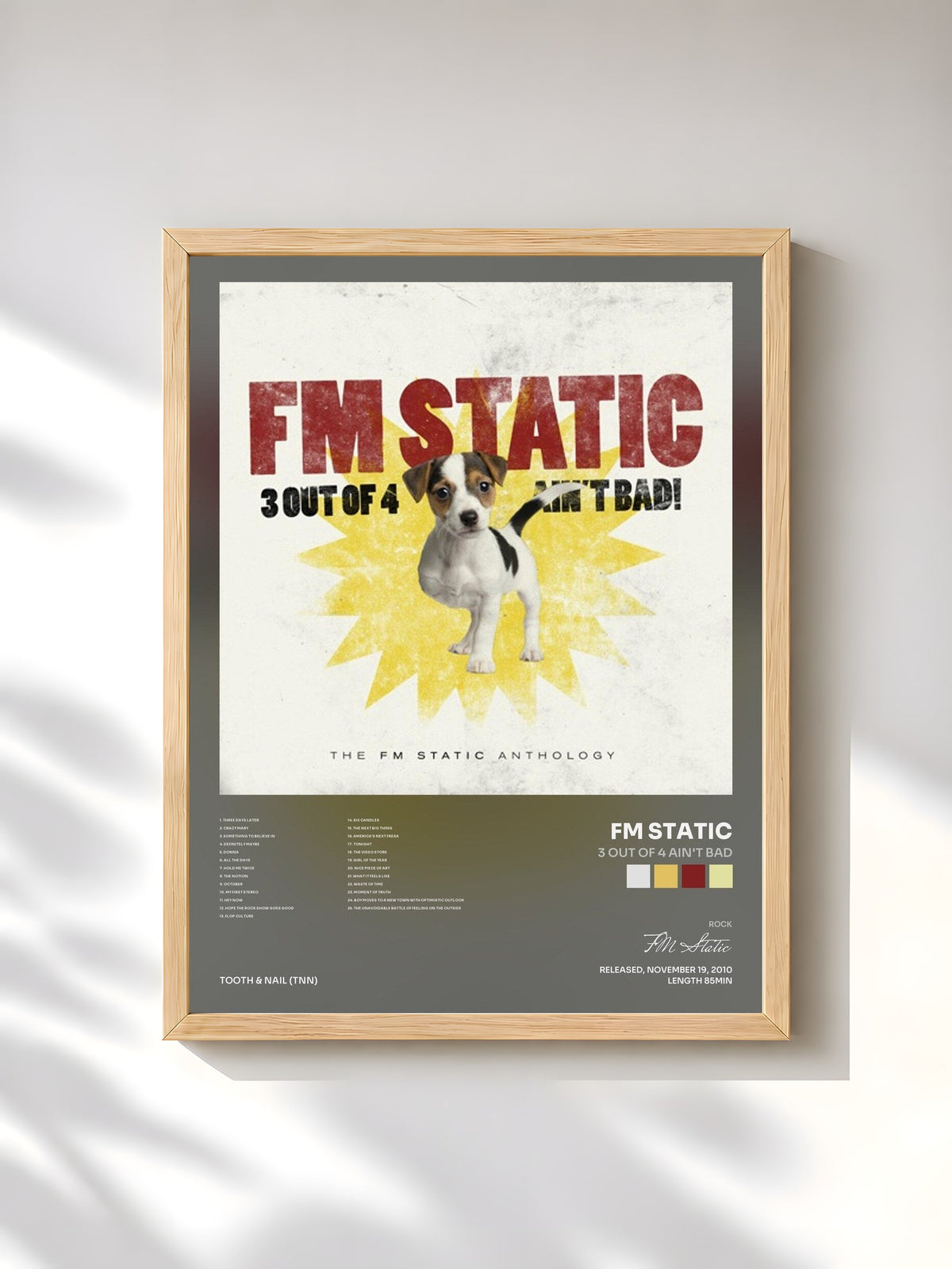 #bois Tableau de l'album 3 Out Of 4 Ain't Bad de FM Static, cadre en bois brut, imprimé et encadré en France