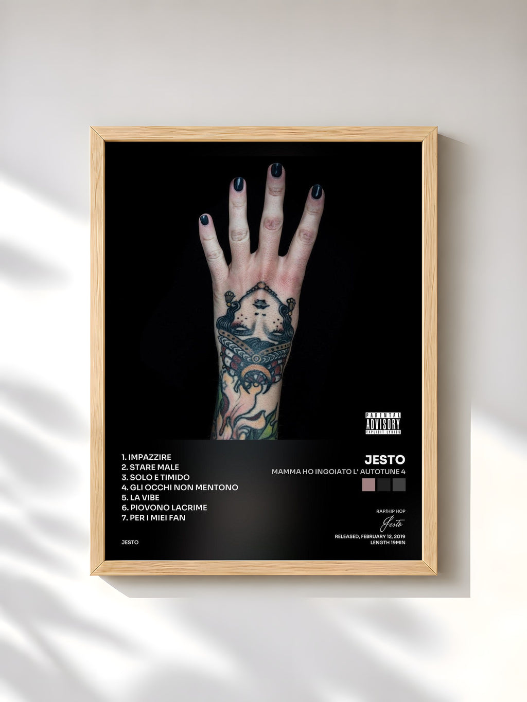 #bois Tableau de l'album Mamma Ho Ingoiato L' Autotune 4 de Jesto, cadre en bois brut, imprimé et encadré en France