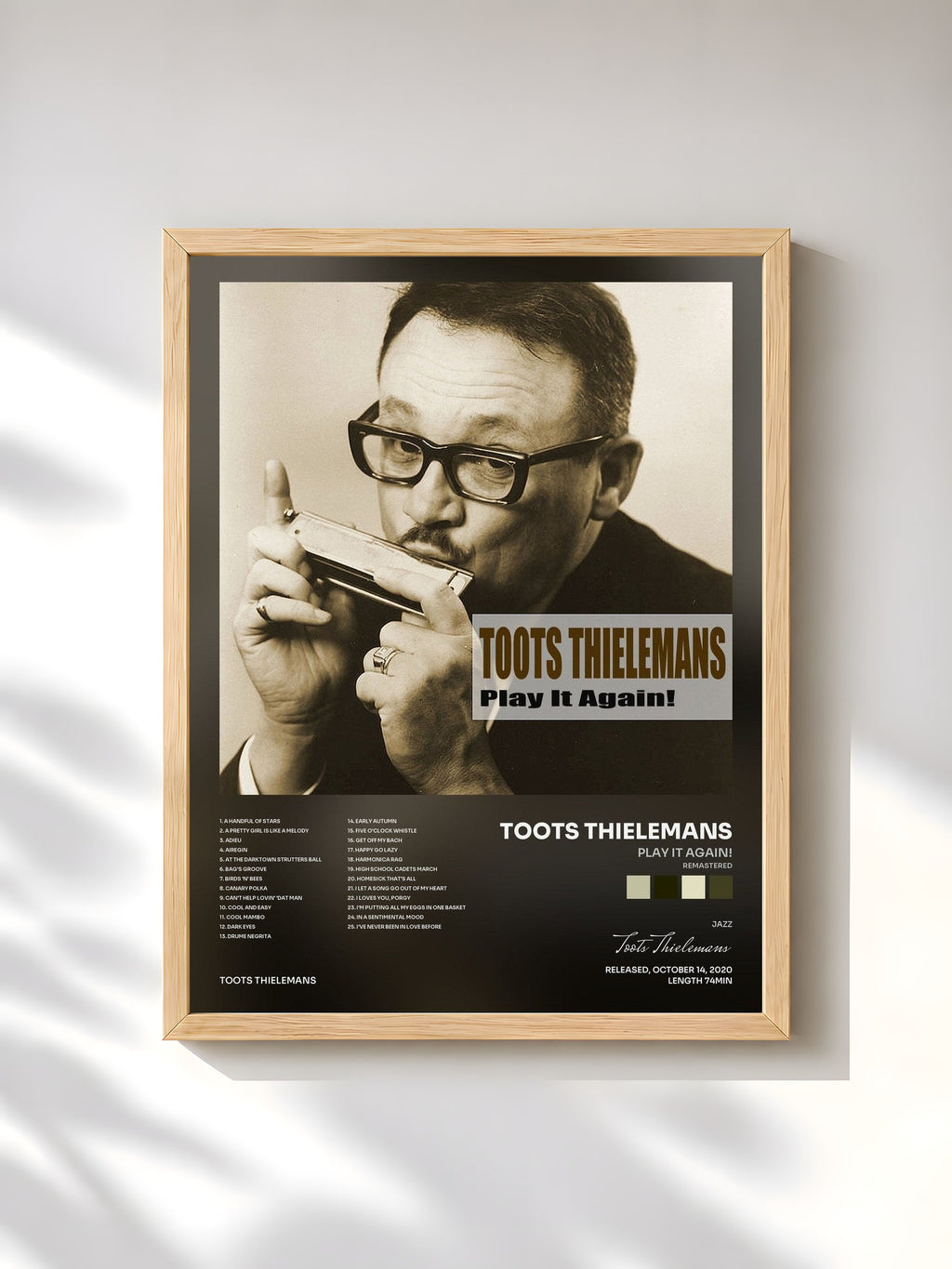#bois Tableau de l'album Play It Again! (Remastered) de Toots Thielemans, cadre en bois brut, imprimé et encadré en France