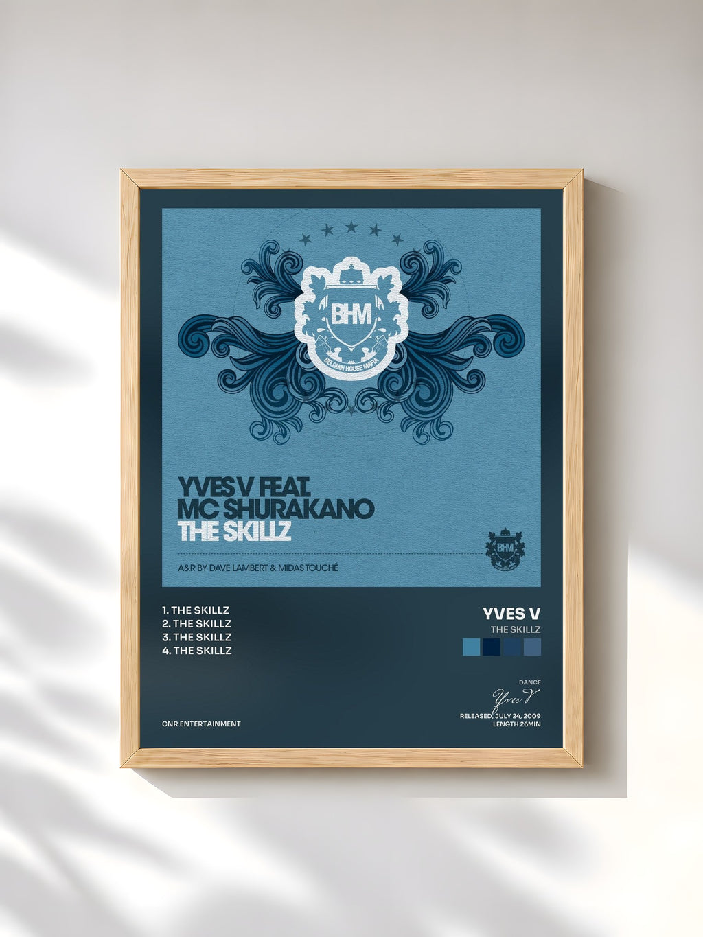 #bois Tableau de l'album The Skillz de Yves V, cadre en bois brut, imprimé et encadré en France