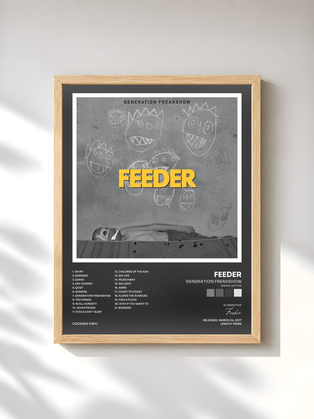 #bois Tableau de l'album Generation Freakshow (Special Edition) de Feeder, cadre en bois brut, imprimé et encadré en France