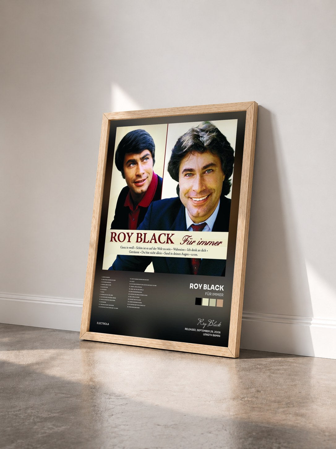#bois Tableau de l'album Für immer de Roy Black vu de trois quarts, cadre en bois brut