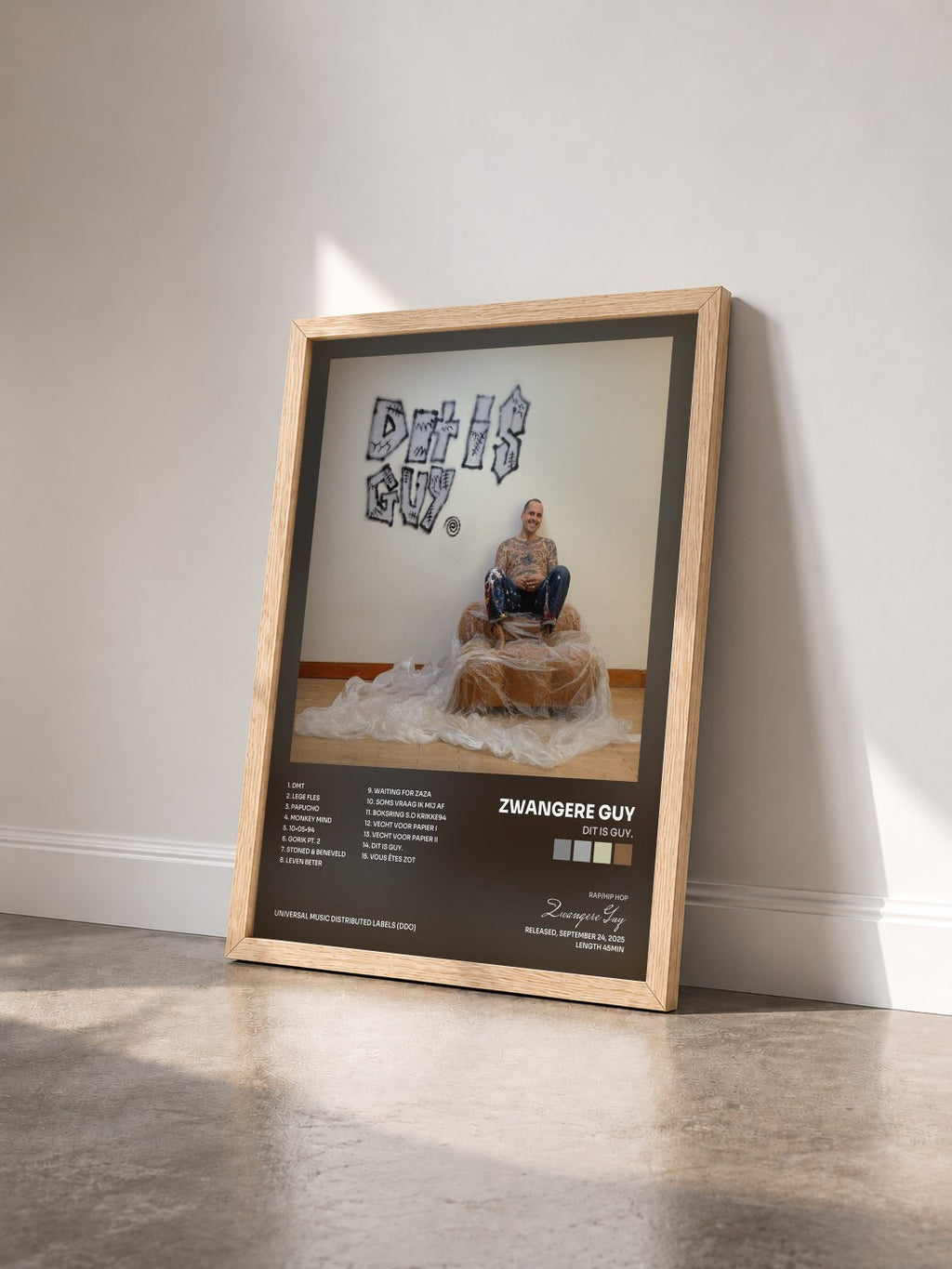 #bois Tableau de l'album Dit is Guy. de Zwangere Guy vu de trois quarts, cadre en bois brut